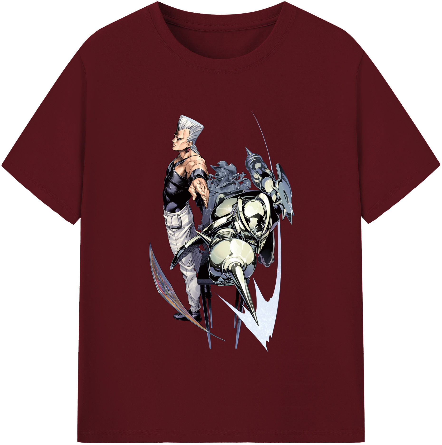 （画像用） ジョジョの奇妙な冒険 ジャン＝ピエール?ポルナレフ JoJo's Bizarre Adventure Jan Pierre Polnareff 綿100％半袖Tシャツ（フロントプリント）